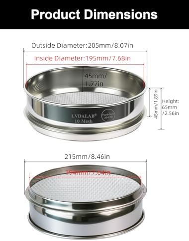 8" Full 304 Stainless Steel Lab Sieve, 10 Mesh - Image 5