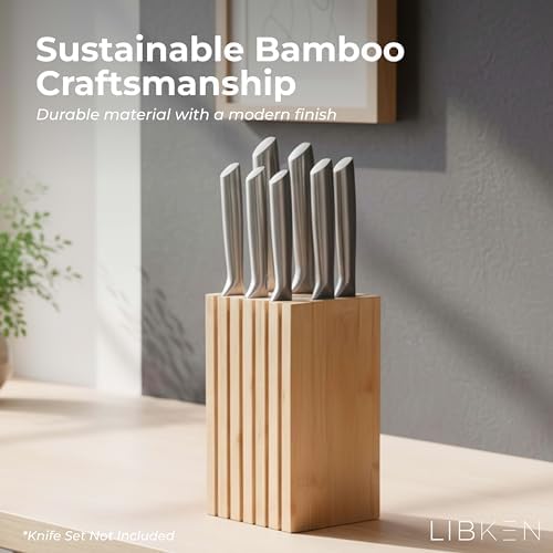 Libken Bamboo Knife Block – Minimal Scandinavian Design, Universal Knife Holder - Image 6