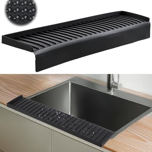 Sink Edge Protector with Suction Cup 4"x20", Silicone Sink Splash Guard by AyNirser