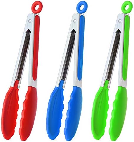 HINMAY 9" Kitchen Tongs with Silicone tips by HINMAY