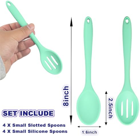 8 Pcs Heat Resistant Non Stick Silicone Serving Spoons Set -Ideal - Image 2