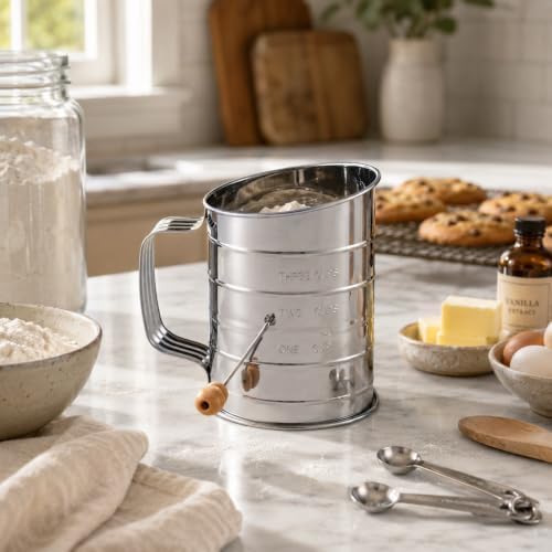 Mrs. Anderson's Baking Hand Crank Flour Sifter, Stainless Steel - Image 3