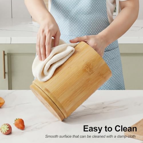 ZUJJAFY Bamboo Utensil Holder, 360° Rotating Kitchen Utensil Holder - Image 3