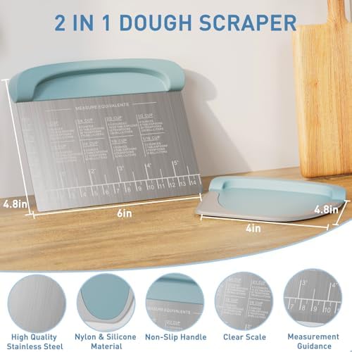 2 IN 1 Upgrade Bench Scraper, Dough Scraper, Stainless Steeel - Image 2