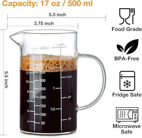 BCnmviku 500ML 2 CUP Glass Measuring Cup - Image 5