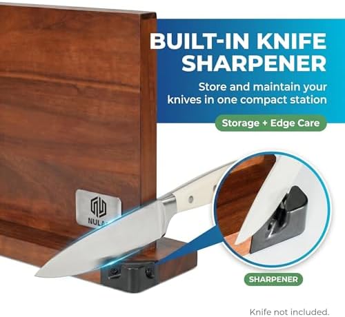 Magnetic Knife Block with Built-in Sharpener, Double-Sided Countertop Magnetic - Image 5