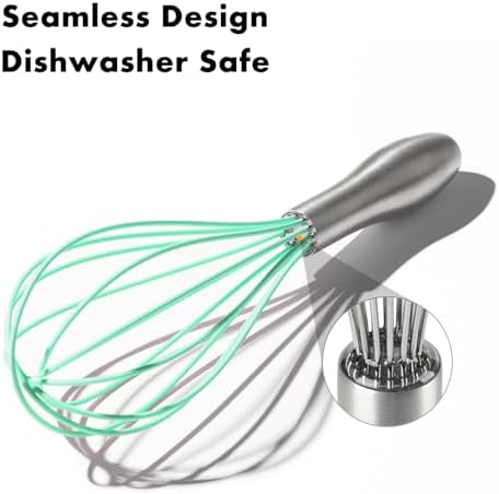 OYV 10-Inch Teal Silicone Whisk, Non-Scratch, 18/10 Stainless Steel Handle - Image 4