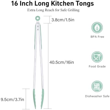 16 Inch Long Silicone Tongs, Extra Reach - Image 3