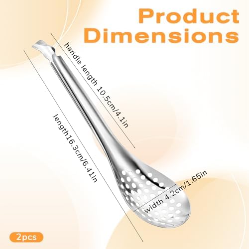 2Pcs Spherification Spoon Small Slotted Spoons Stainless Steel Caviar Spoons - Image 2