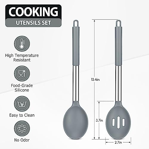 Pack of 2 Large Silicone Cooking Spoons, BPA Free Kitchen Scoops - Image 2