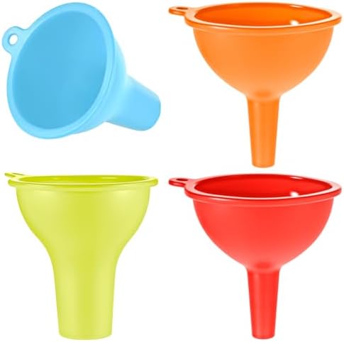 4 PCS Kitchen Silicone Funnel, 4 Colors Kitchen Funnel Set Wide Mouth Funnels by Unknown