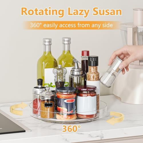 2 Pack 10 Inch Lazy Susan Turntable Organizer, Kitchen Countertop and Fridge - Image 2