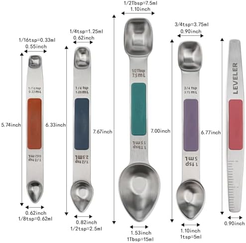 Magnetic Measuring Spoons Set Stainless Steel Double Sided Measuring Spoons - Image 2