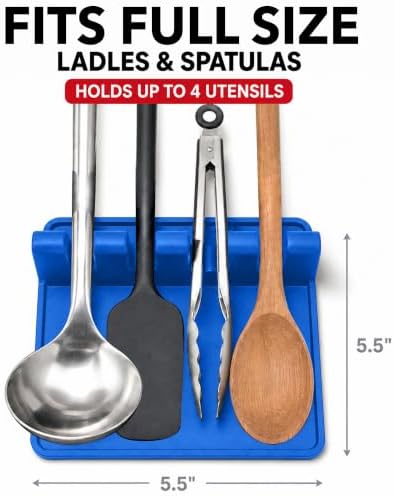 2 Pack Blue Silicone Spoon Rest - Image 2