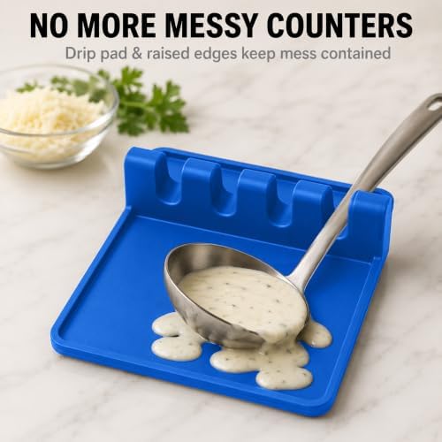 2 Pack Blue Silicone Spoon Rest - Image 3