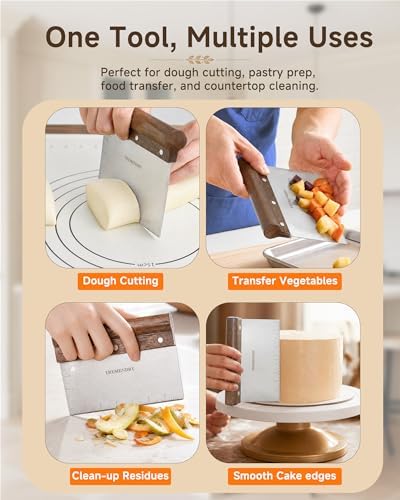 7" Large Bench Scraper with Wood Grip, Dough Cutter - Image 6