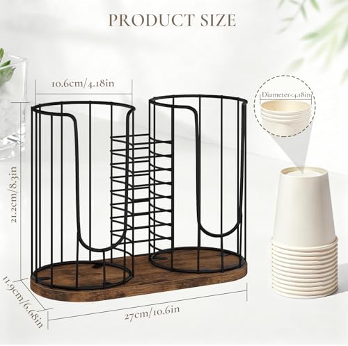 Coffee Cup Holder for Countertop, Plastic Cup and Lid Dispenser - Image 2