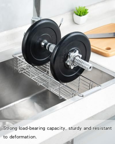 Expandable Kitchen Sink Caddy, 304 Stainless Steel Over the Sink Sponge Holder - Image 4