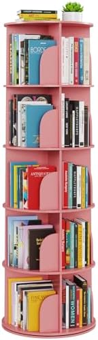 SpaceAid 5 Tier Rotating Bookshelf Tower, Spinning Bookcase Lazy Susan by SpaceAid