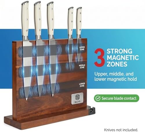 Magnetic Knife Block with Built-in Sharpener, Double-Sided Countertop Magnetic - Image 3