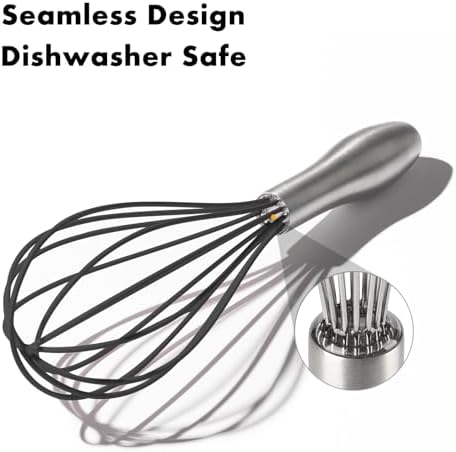 OYV 10-Inch Black Silicone Whisk, Non-Scratch, 18/10 Stainless Steel Handle - Image 4