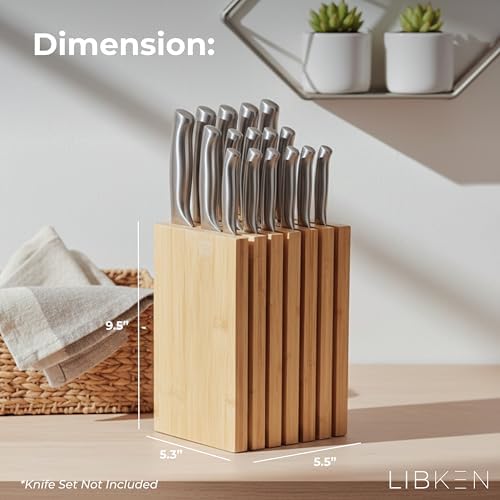 Libken Bamboo Knife Block – Minimal Scandinavian Design, Universal Knife Holder - Image 3