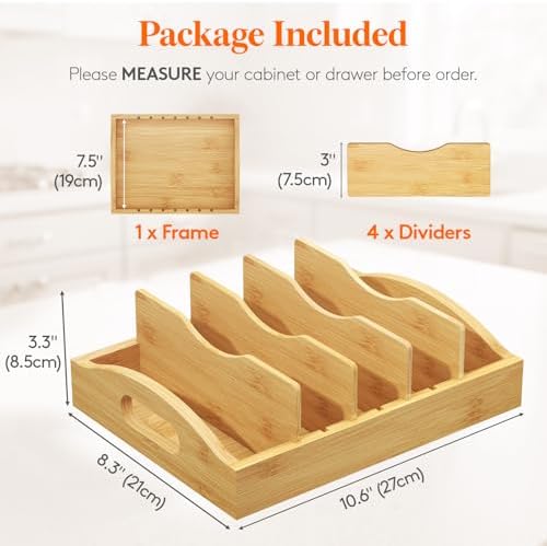 Lifewit Bamboo Lid Organizers for Inside Cabinet - Image 2