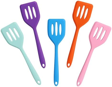 5 Pcs Small Silicone Spatula, Mini Slotted Turner by Pharamat