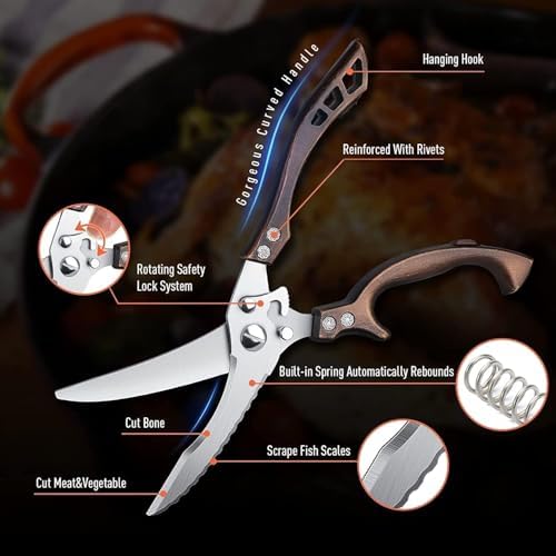 Dream Reach Heavy Duty Poultry Shears, Serrated Spring Loaded Kitchen Shear - Image 5