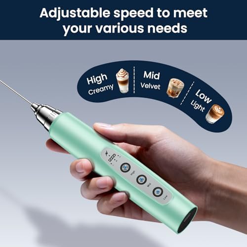 Milk Frother Wand Rechargeable Handheld Electric Whisk 3 Speed Adjustable - Image 4