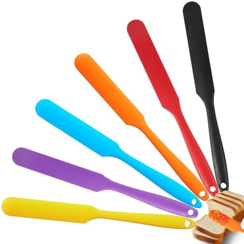 6 Pcs Silicone Jar Spatula Set, Long Handle Heat Resistant Skinny Spatulas by Unknown