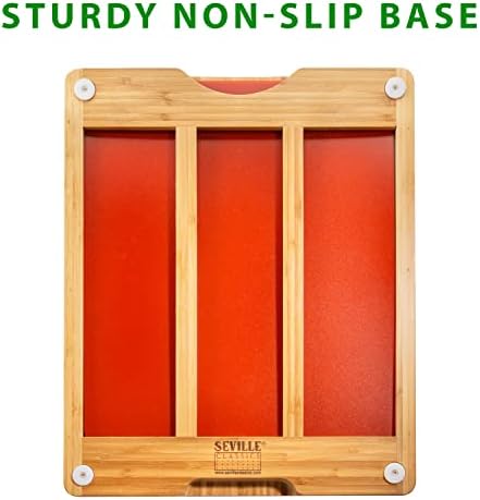 Seville Classics Bamboo Premium Wood Cutting Board Serving Tray w/ 7 - Image 6