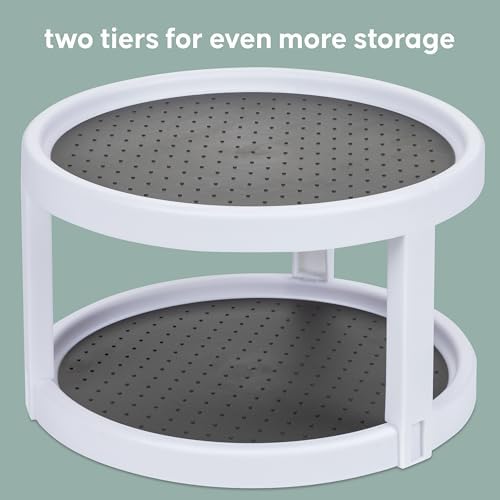 Kitchen Spaces Two-Tier Lazy Susan Organizer, Cabinet Turntable Shelf Storage - Image 3
