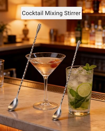 Bar Spoon Set 10 Inch Stainless Steel Cocktail Mixing Spoon 2Pack - Image 6