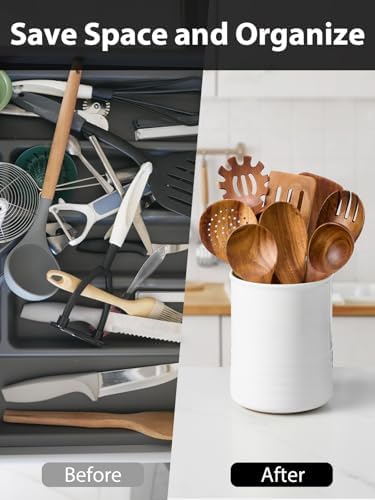 ABRUTY Utensil Holder, 6.7" Ceramic Kitchen Utensil Crock - Image 5