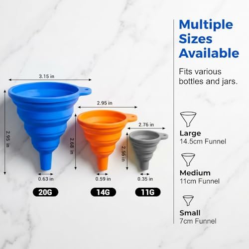 Kitchen Funnel Set 3 Pack, Food Grade Silicone Funnels - Image 6