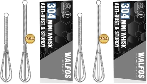 Walfos Mini Whisks Stainless Steel, Small Whisk 2 Pieces, 5in and 7in Tiny Whisk by Walfos