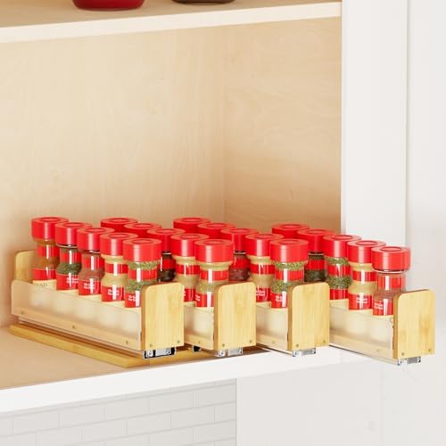SpaceAid Bamboo Pull Out Spice Rack Organizer by SpaceAid