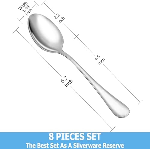 8 Pcs Teaspoons Set, Food Grade Stainless Steel Tea Spoons, Durable Small Spoons - Image 2
