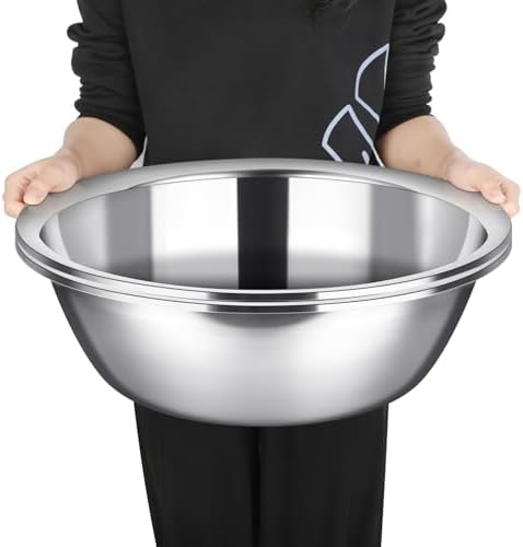 Nuogo 2 Pack Large Mixing Bowls 17 Quart Stainless Steel Flat Base by Nuogo