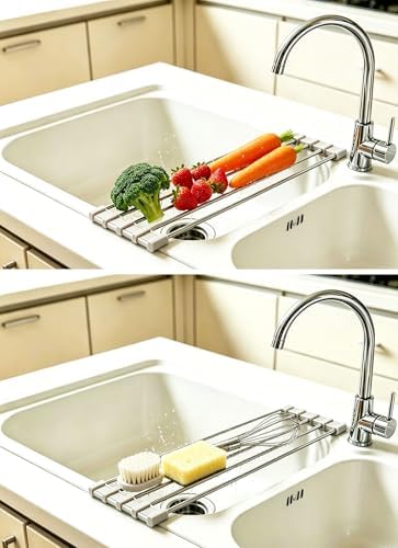 Ahyuan Roll up Dish Drying Rack Over The Sink Kitchen Roll up Sink Drying Rack - Image 4