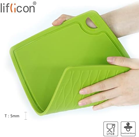 Liflicon Thick Cutting Boards for Kitchen Silicone Chopping Board Set of 2 Mid - Image 5