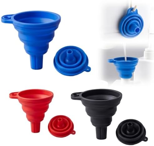 Kitchen Funnel Set 3 Pack, Food Grade Silicone Funnels by KRUGGO