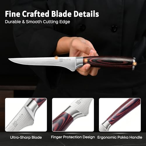 PAUDIN Boning Knife 6 Inch, Super Sharp Fillet Knife, German High Carbon - Image 3