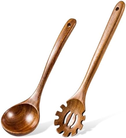 2-Piece Soup Ladle Pasta Spoon Set, Wooden Ladles by Unknown