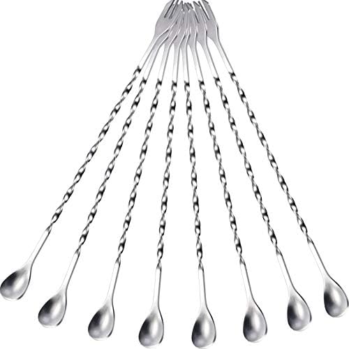 Boao 8 Pcs 10 Inch Long Bar Spoon, Cocktail Mixing Stirrers by Boao