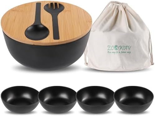 ECOWAY Bamboo Fiber Salad Bowl Set, Large Mixing Bowl by ECWAY