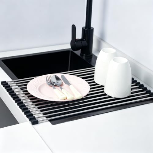 Roll Up Dish Drying Rack 17.5''x11.8'' Black by SCYFREID