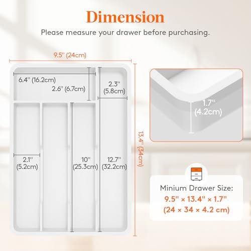 Lifewit Silverware Drawer Organizer Tray, Plastic Cutlery Storage - Image 2
