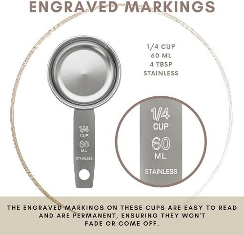1/4 Cup Stainless Steel Measuring Cup | Sturdy Metal 60 ml | 60 cc | 2 oz | - Image 5